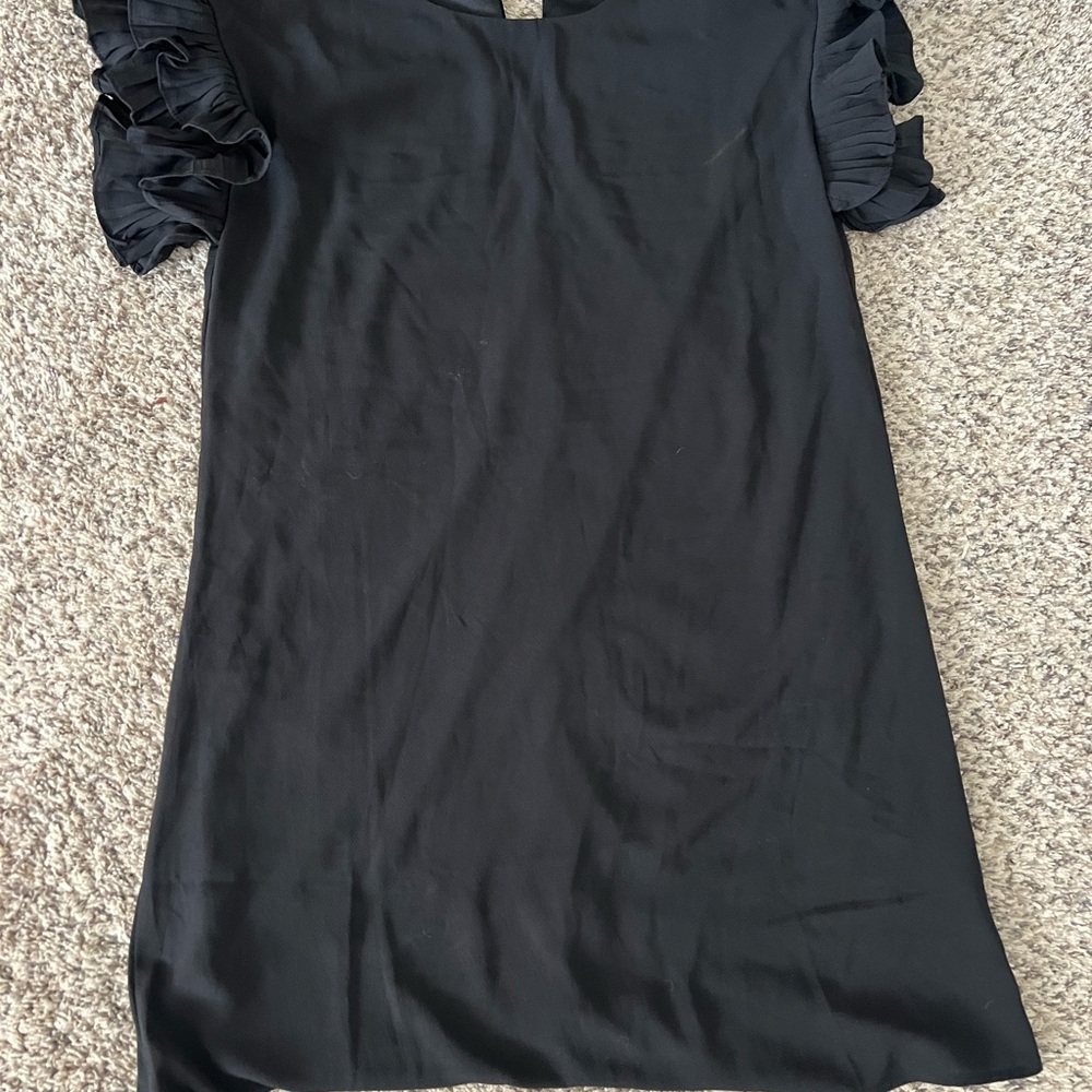 Elegant Black Ruffle Sleeve Midi Dress